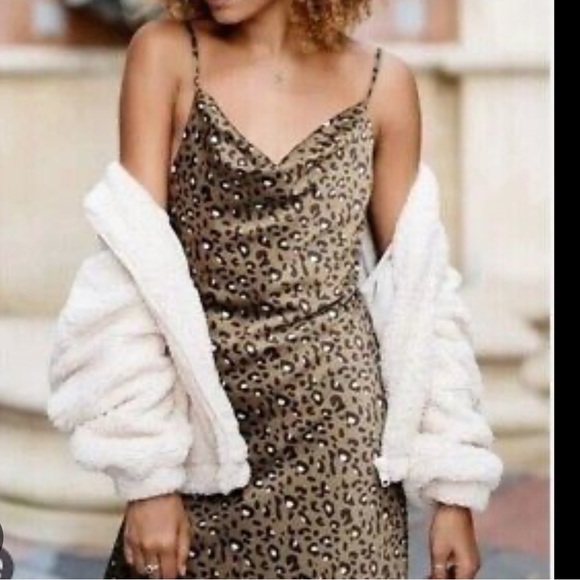 Urban Outfitters Dresses & Skirts - UO Mallory Cowl Neck Slip Dress Leopard Print Size XS